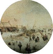 Hendrick Avercamp Winter landscape with skates and people playing kolf oil on canvas